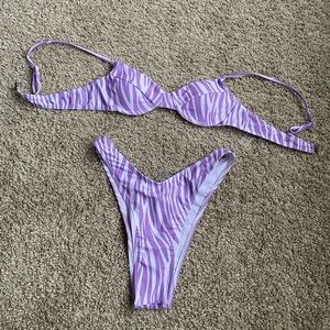 NWT Shein purple and white zebra bikini
